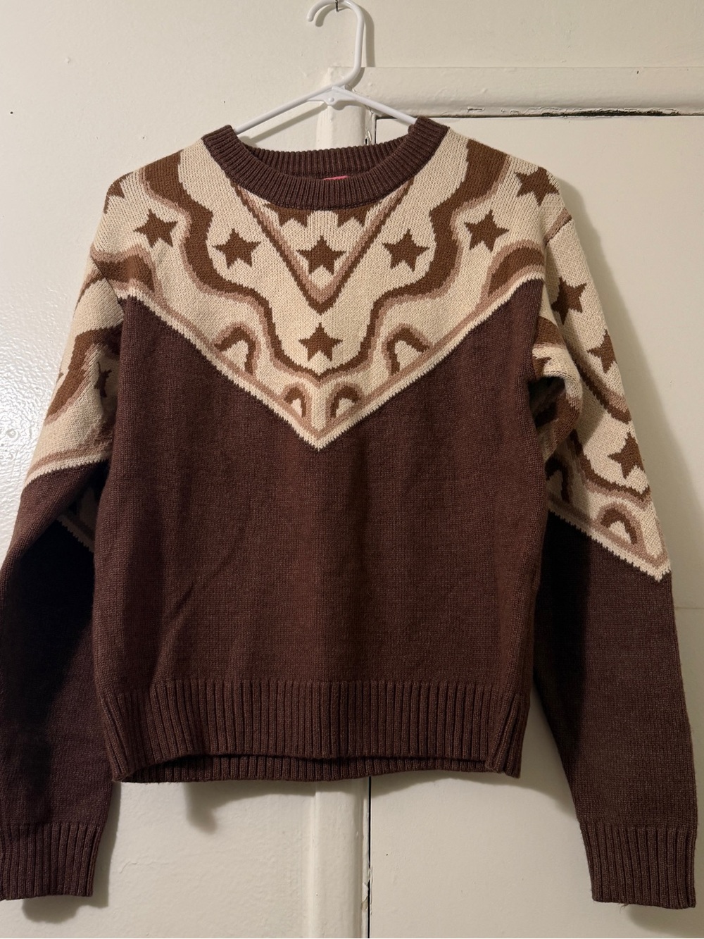 THML Brown Western Star Yoke Knit Sweater Women’s XS Cottagecore Boho Pullover